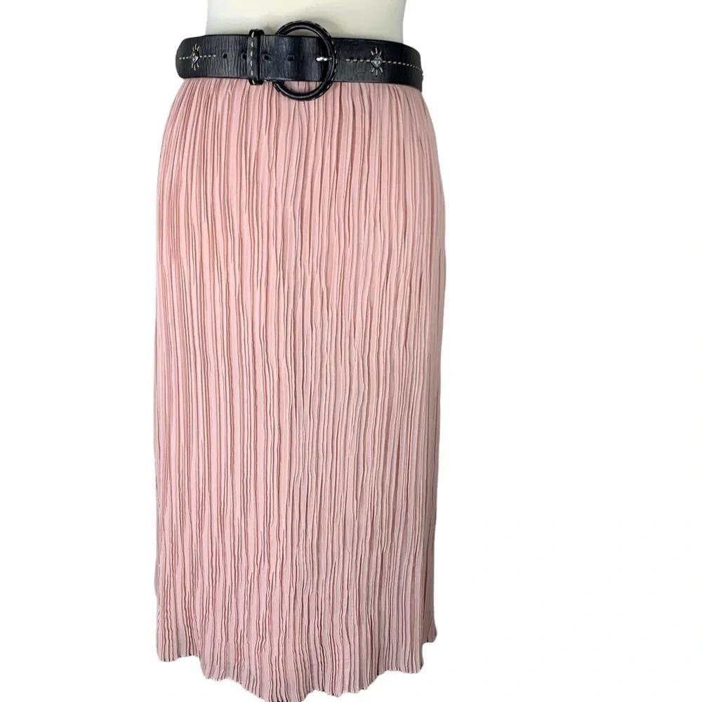 Vintage Dusty Rose Pleated Lined Maxi Skirt Size Petite Quality Fabric Read